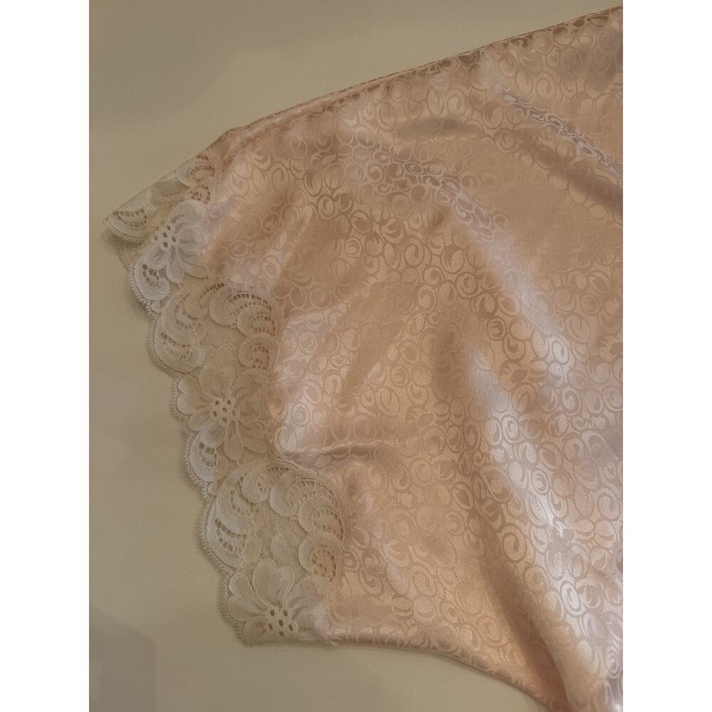 Vintage Christian Dior Women's Light Pink Blush Peach Satin Lace Robe Large NWOT - Picture 11 of 13
